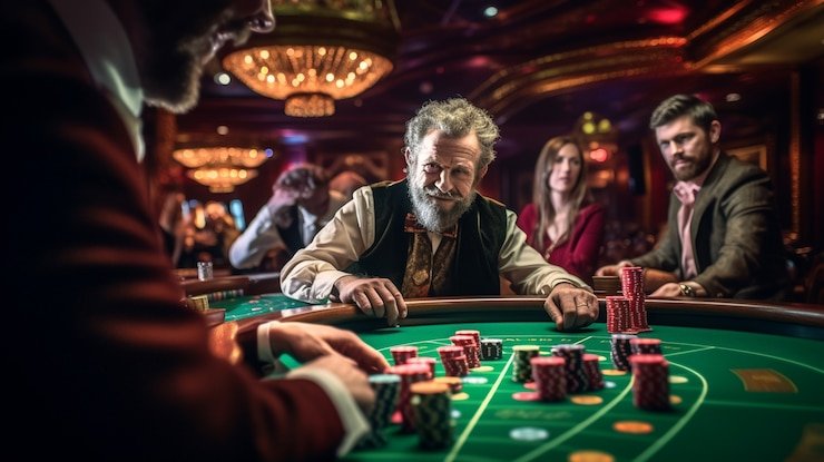 Tampilan meja Casino Hold'em dengan dealer live di studio togel 138